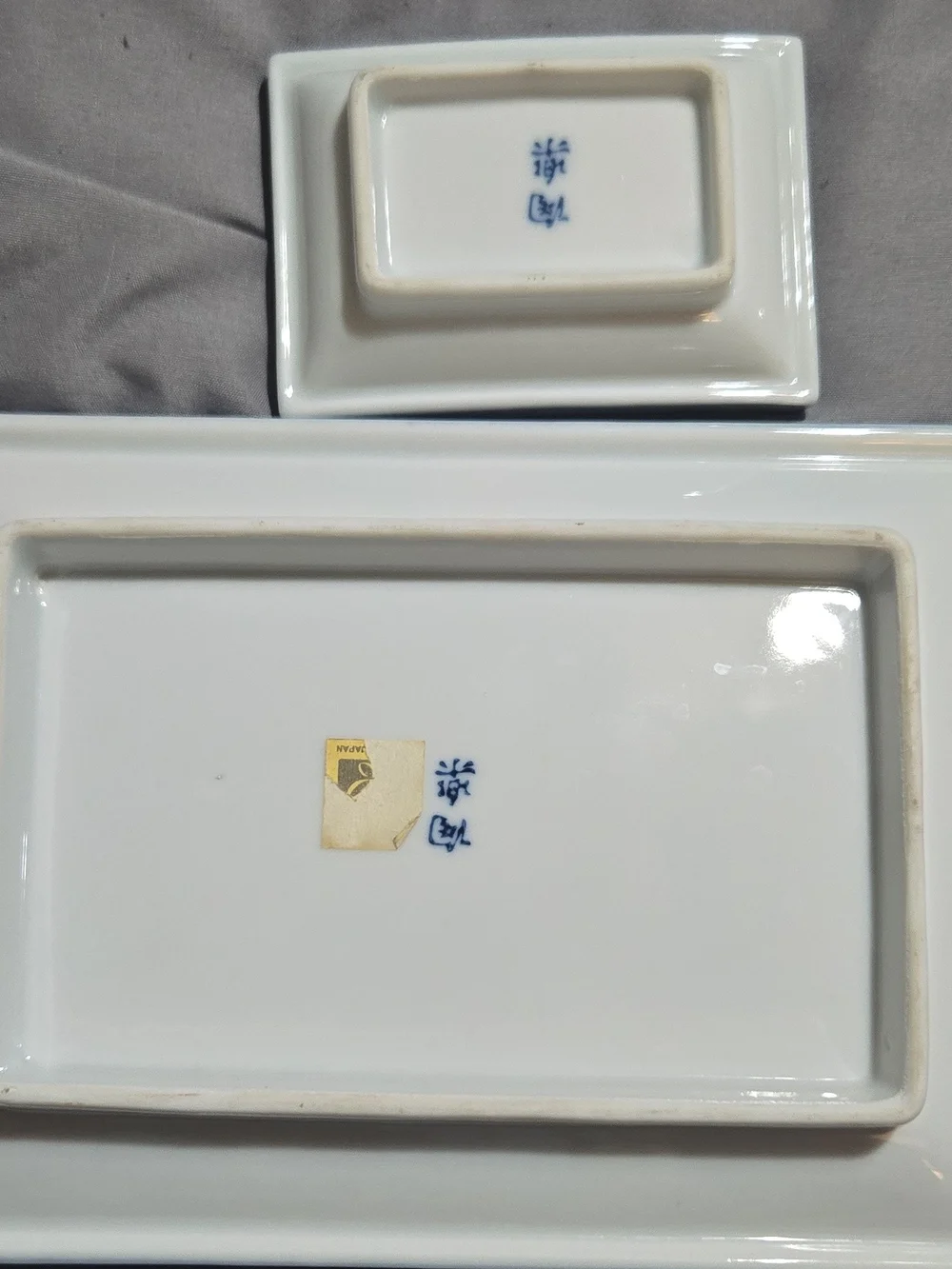 Blue and White Ceramic Sushi Plate Set